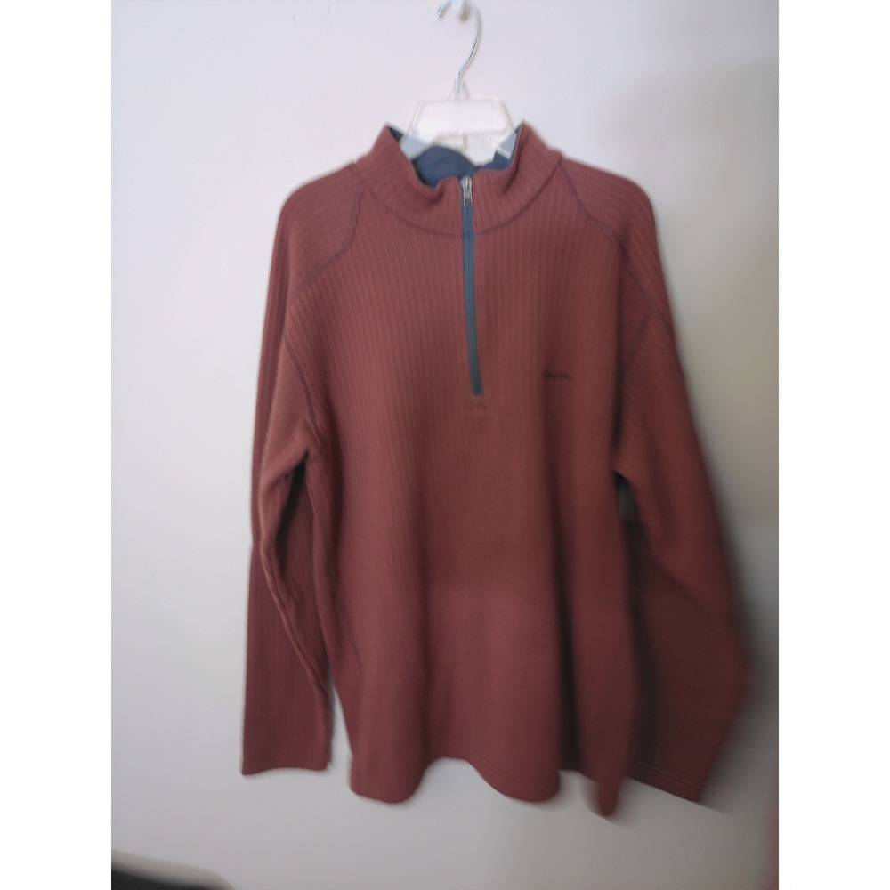 Columbia Quarter Zip Fleece Pullover Mens XXL Rust Red  Ribbed Texture